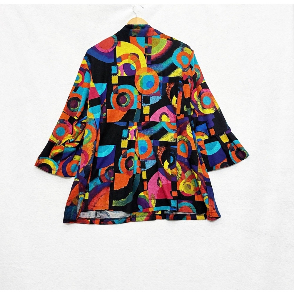 Ali Miles Tunic Sz 1X Button Down Wearable Art Lagenlook Pop Art Eclectic Top - Picture 2 of 8